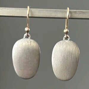 Ted Muehling Silver Small Chip Earrings with Gold Wires